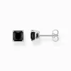 Cheap Ohrstecker mit schwarzem Stein Silber Damen Ohrstecker