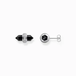 Best Ohrstecker mit schwarzem Onyx Kristall Silber Damen Ohrstecker|925 Silber