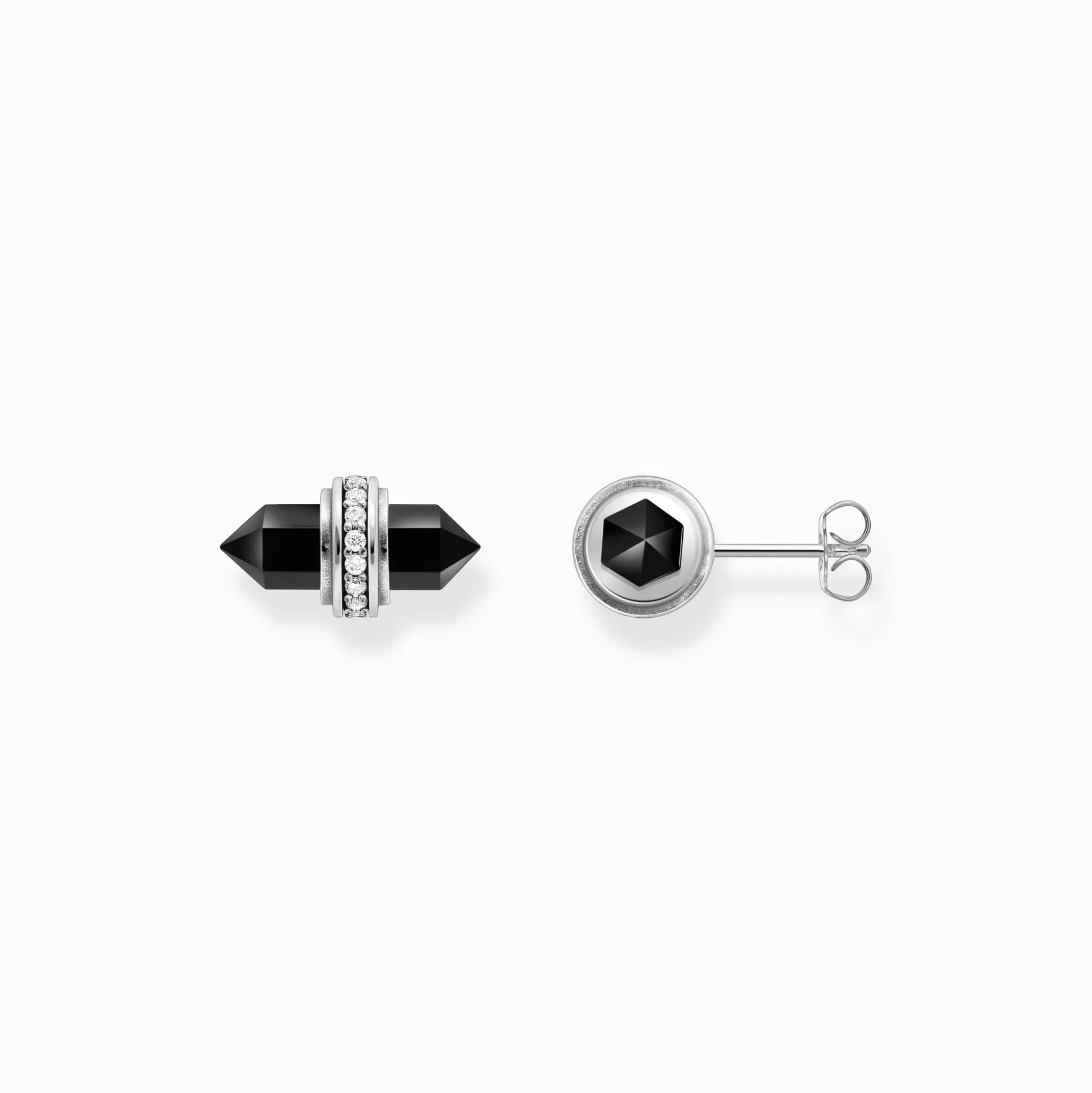 Best Ohrstecker mit schwarzem Onyx Kristall Silber Damen Ohrstecker|925 Silber