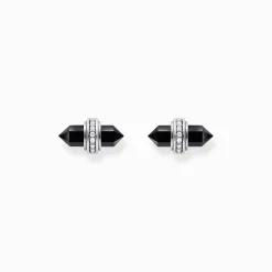 Best Ohrstecker mit schwarzem Onyx Kristall Silber Damen Ohrstecker|925 Silber
