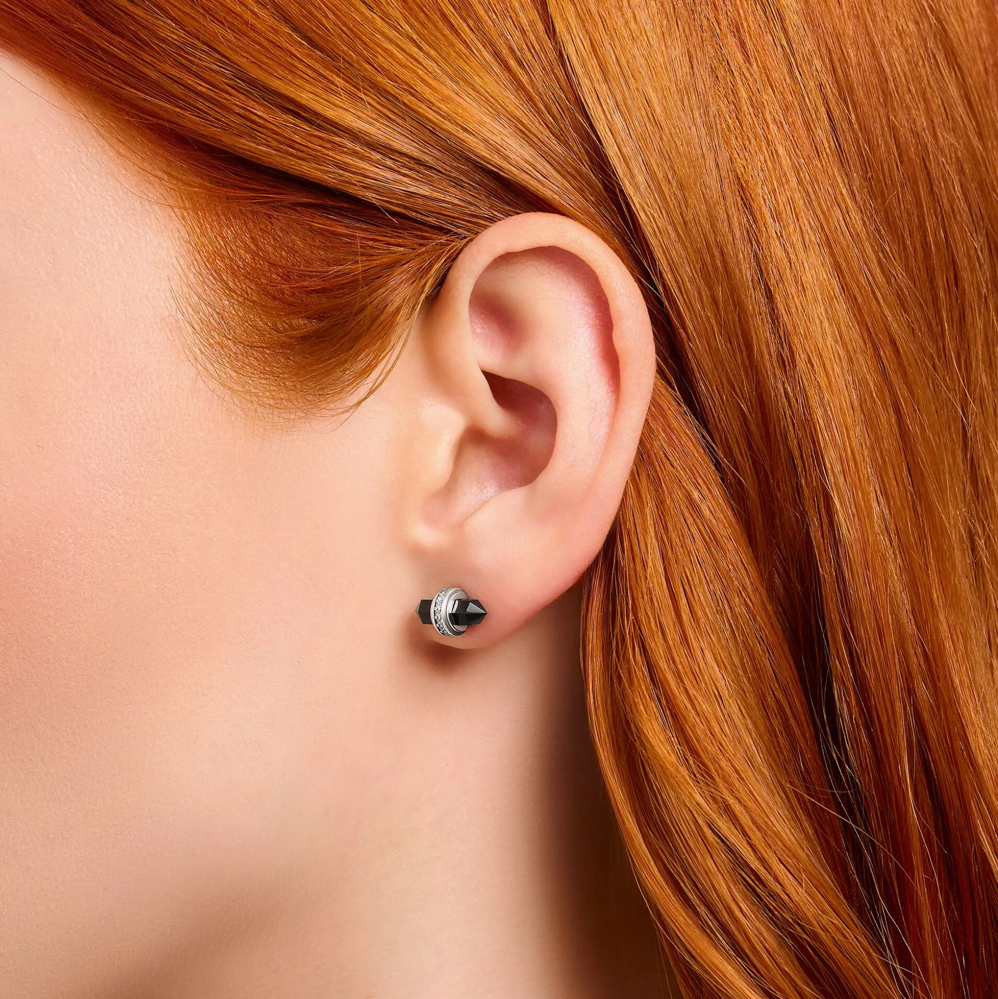 Best Ohrstecker mit schwarzem Onyx Kristall Silber Damen Ohrstecker|925 Silber
