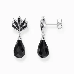 Discount Ohrstecker mit schwarzem Obsidian-Tropfen Silber geschwärzt Damen Ohrringe|925 Silber