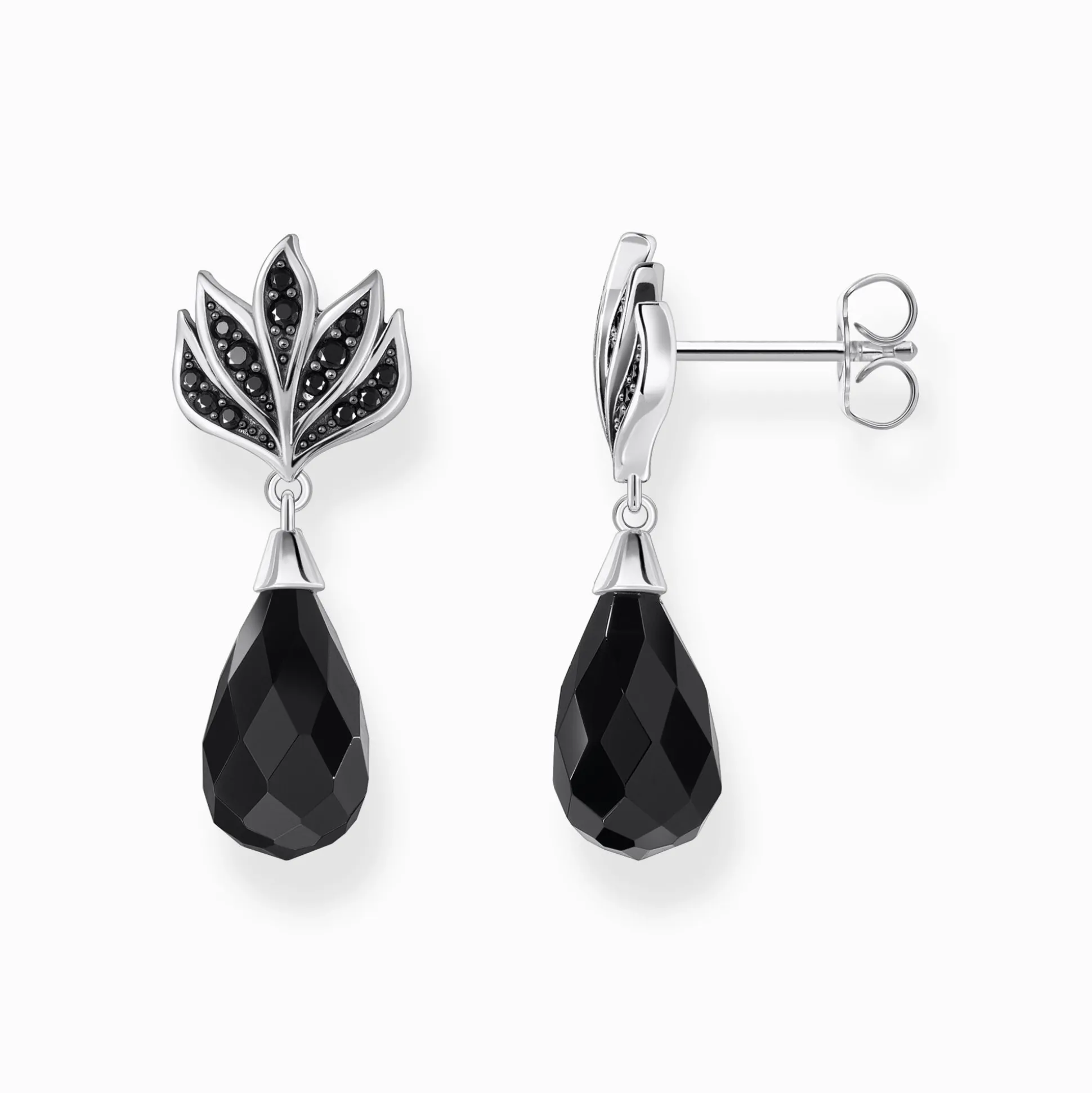 Discount Ohrstecker mit schwarzem Obsidian-Tropfen Silber geschwärzt Damen Ohrringe|925 Silber