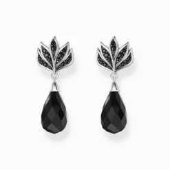 Discount Ohrstecker mit schwarzem Obsidian-Tropfen Silber geschwärzt Damen Ohrringe|925 Silber