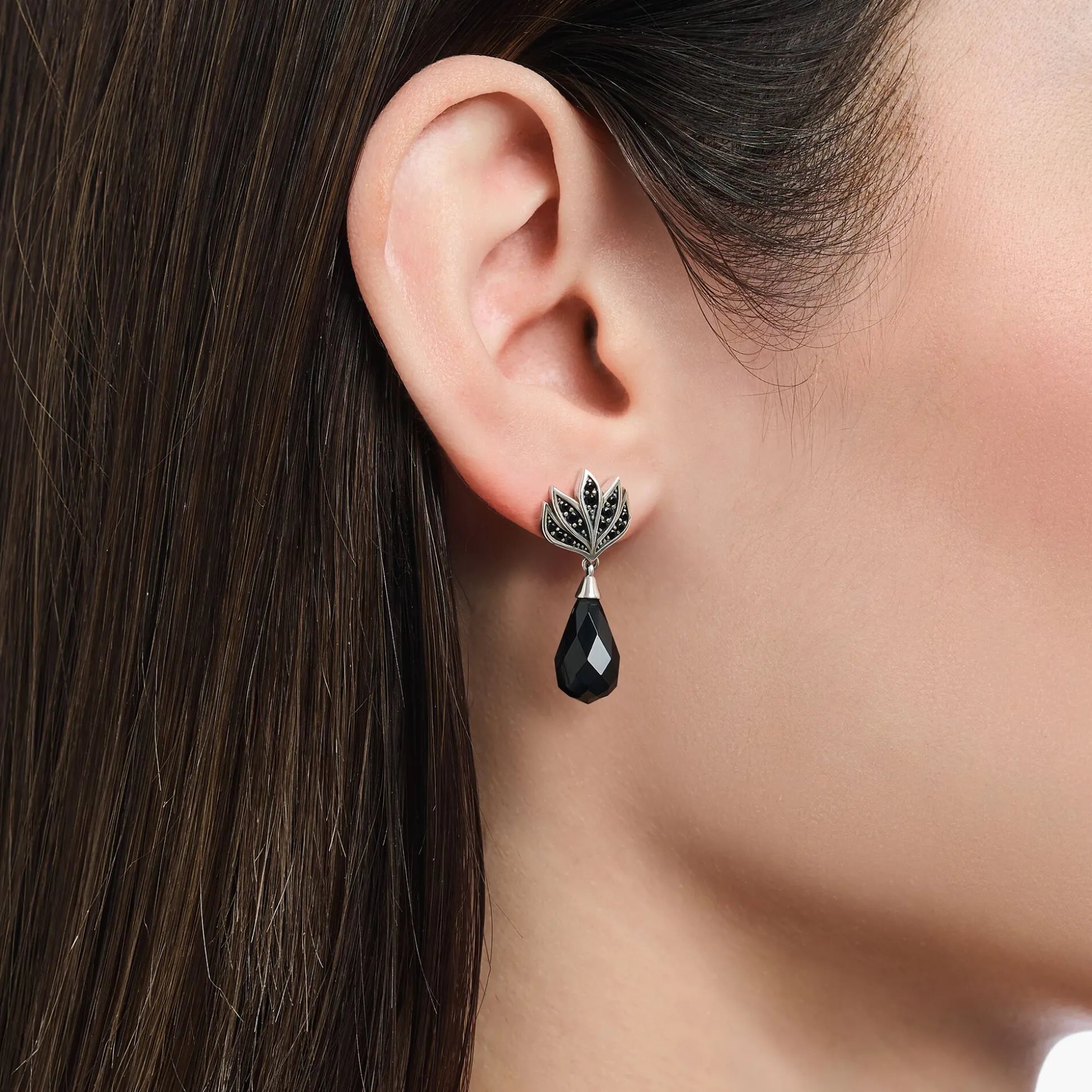 Discount Ohrstecker mit schwarzem Obsidian-Tropfen Silber geschwärzt Damen Ohrringe|925 Silber