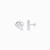 Best Ohrstecker mit vier weißen Steinen Silber Damen Ohrstecker|Ohrringe