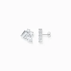 Best Ohrstecker mit vier weißen Steinen Silber Damen Ohrstecker|Ohrringe