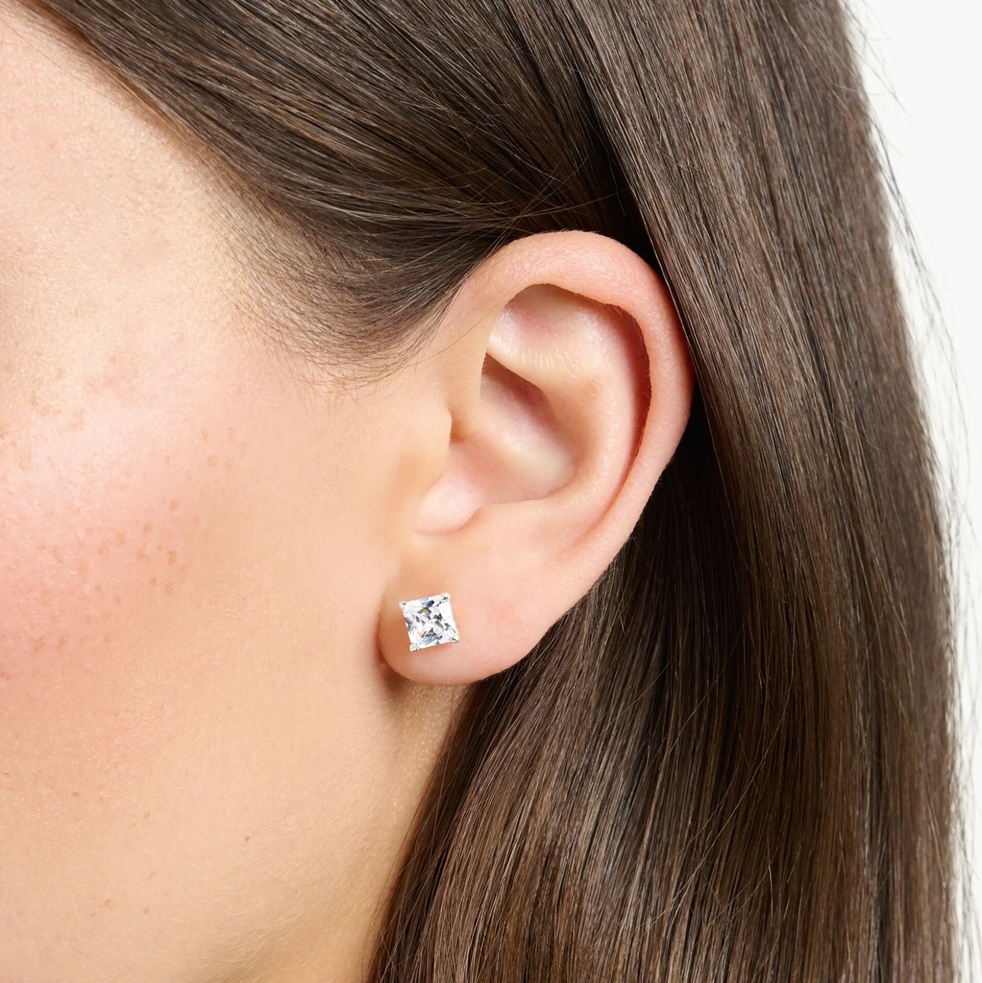 Sale Ohrstecker mit weißem Stein Silber Damen Ohrstecker