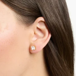 Online Ohrstecker mit weißem Stein vergoldet Damen Ohrstecker