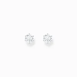 Hot Ohrstecker mit weißem Stein im Brillantschliff Silber Damen Ohrstecker
