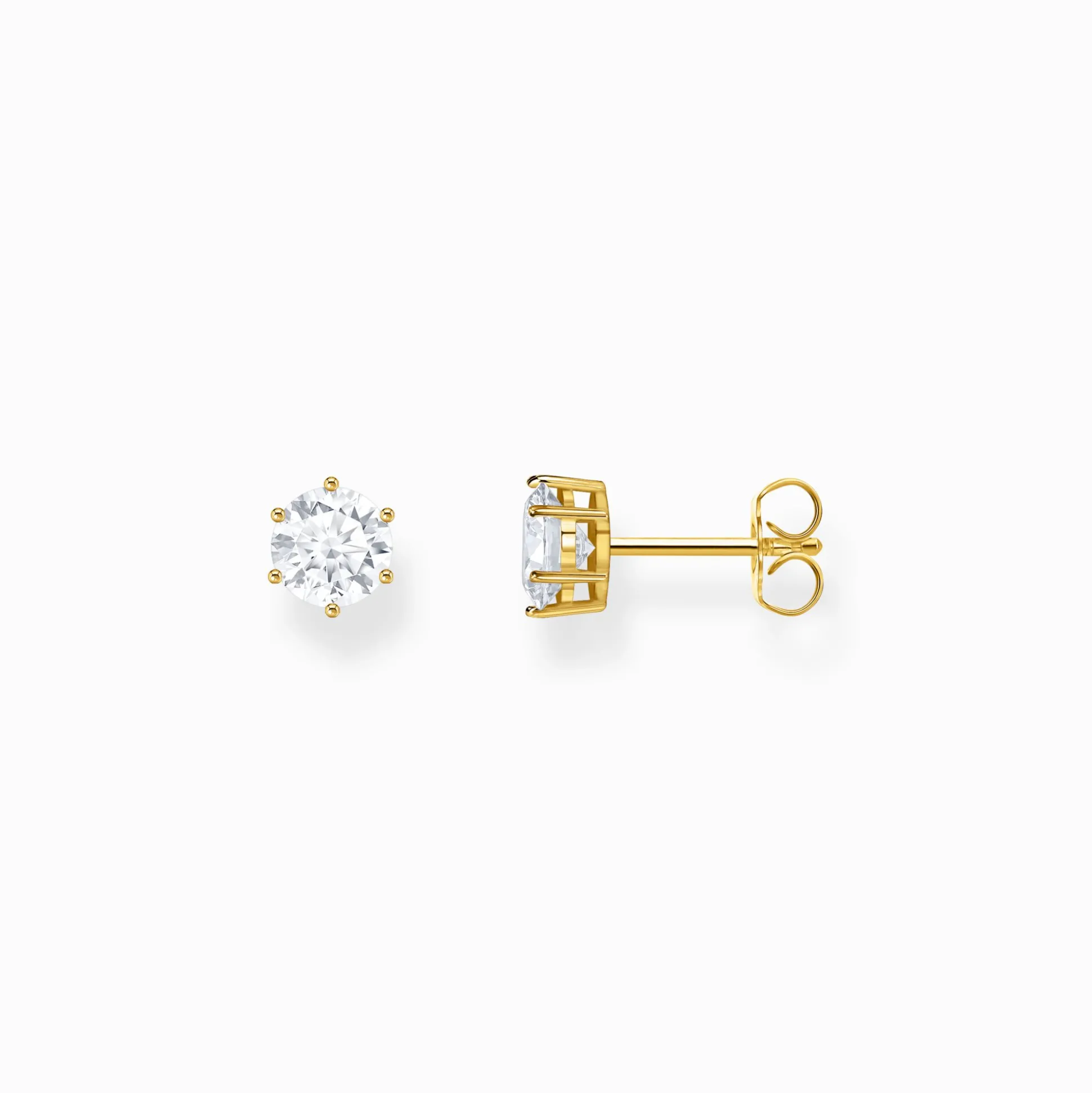 Best Sale Ohrstecker mit weißem Stein im Brillantschliff vergoldet Damen Ohrstecker