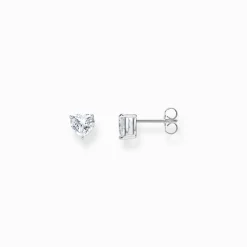 Hot Ohrstecker mit weißem Stein in Herzform Silber Damen Ohrstecker|925 Silber