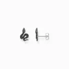 Store Ohrstecker Schlange mit schwarzen Steinen Silber geschwärzt Damen Ohrstecker|925 Silber