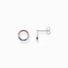 Discount Ohrstecker Together rund mit bunten Steinen Silber geschwärzt Damen Ohrstecker|925 Silber