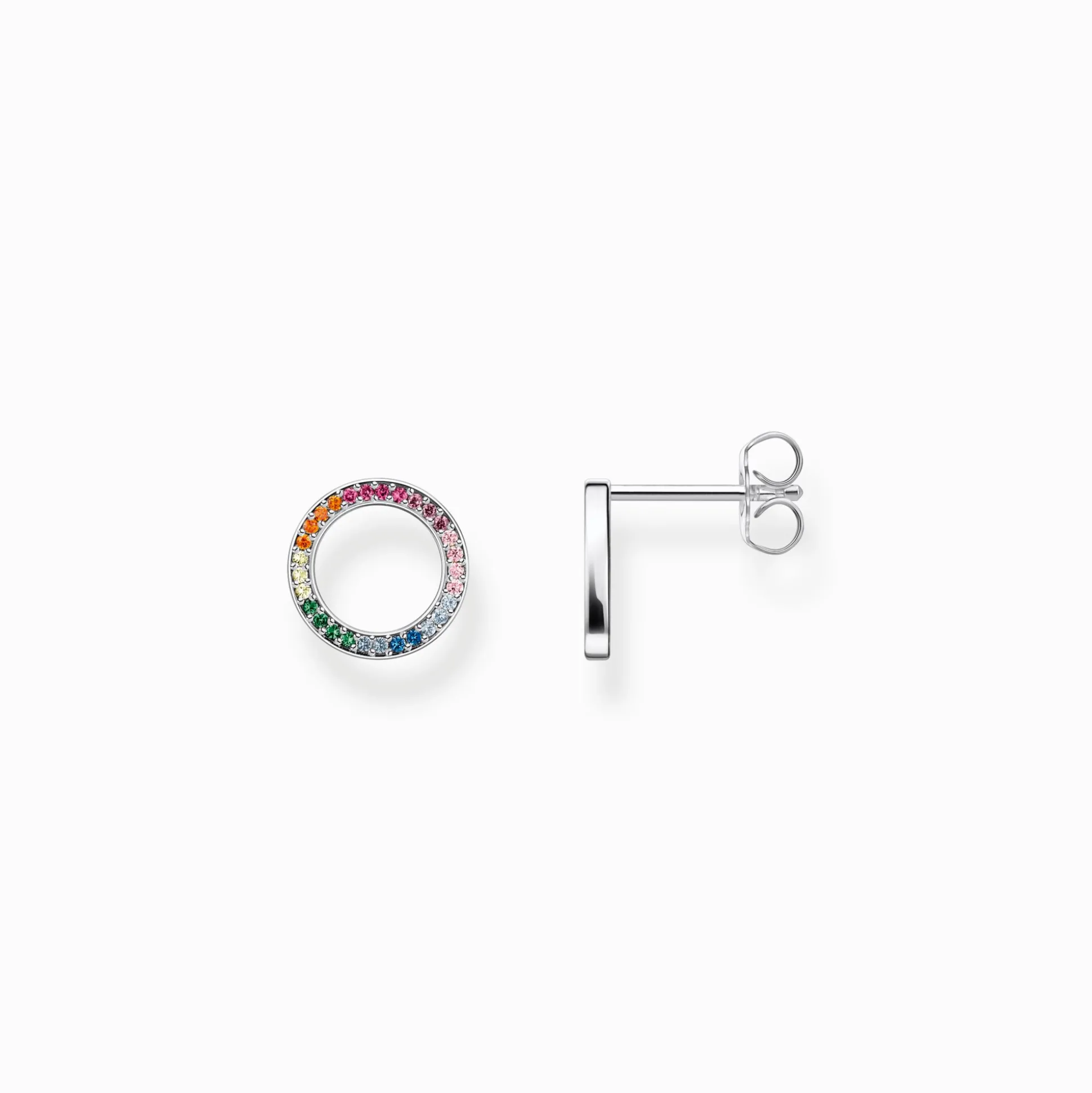Discount Ohrstecker Together rund mit bunten Steinen Silber geschwärzt Damen Ohrstecker|925 Silber