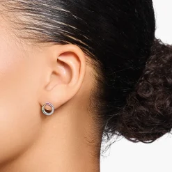 Discount Ohrstecker Together rund mit bunten Steinen Silber geschwärzt Damen Ohrstecker|925 Silber