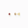 Fashion Ohrstecker Vintage mit rotem Stein vergoldet Damen Ohrstecker|18K Vergoldung - 925 Silber