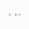 New Ohrstecker Vintage mit weißem Stein Silber Damen Ohrstecker|925 Silber