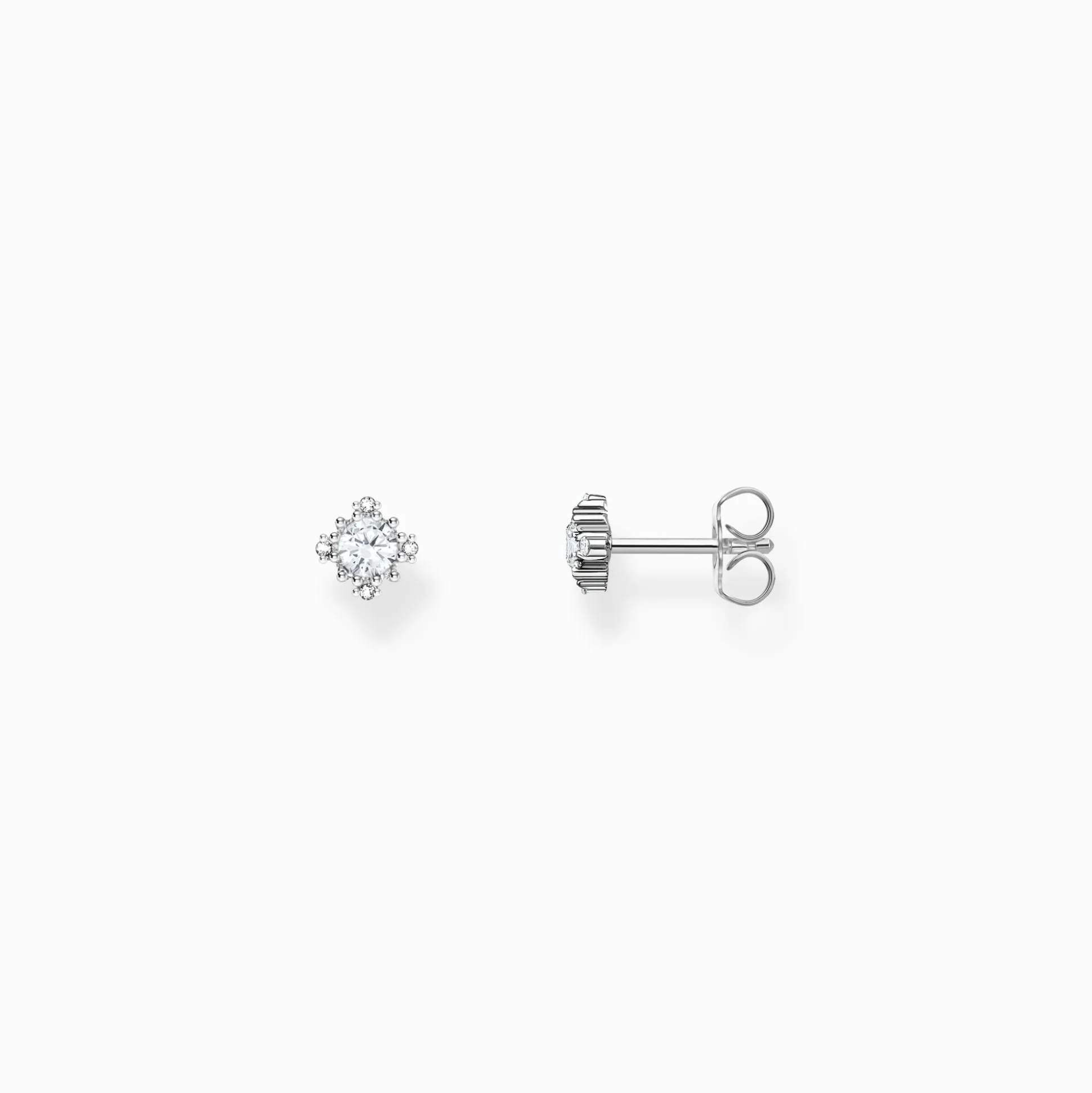 New Ohrstecker Vintage mit weißem Stein Silber Damen Ohrstecker|925 Silber