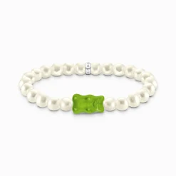 Cheap Perlenarmband mit grünem Goldbären Silber Damen Armbänder|925 Silber