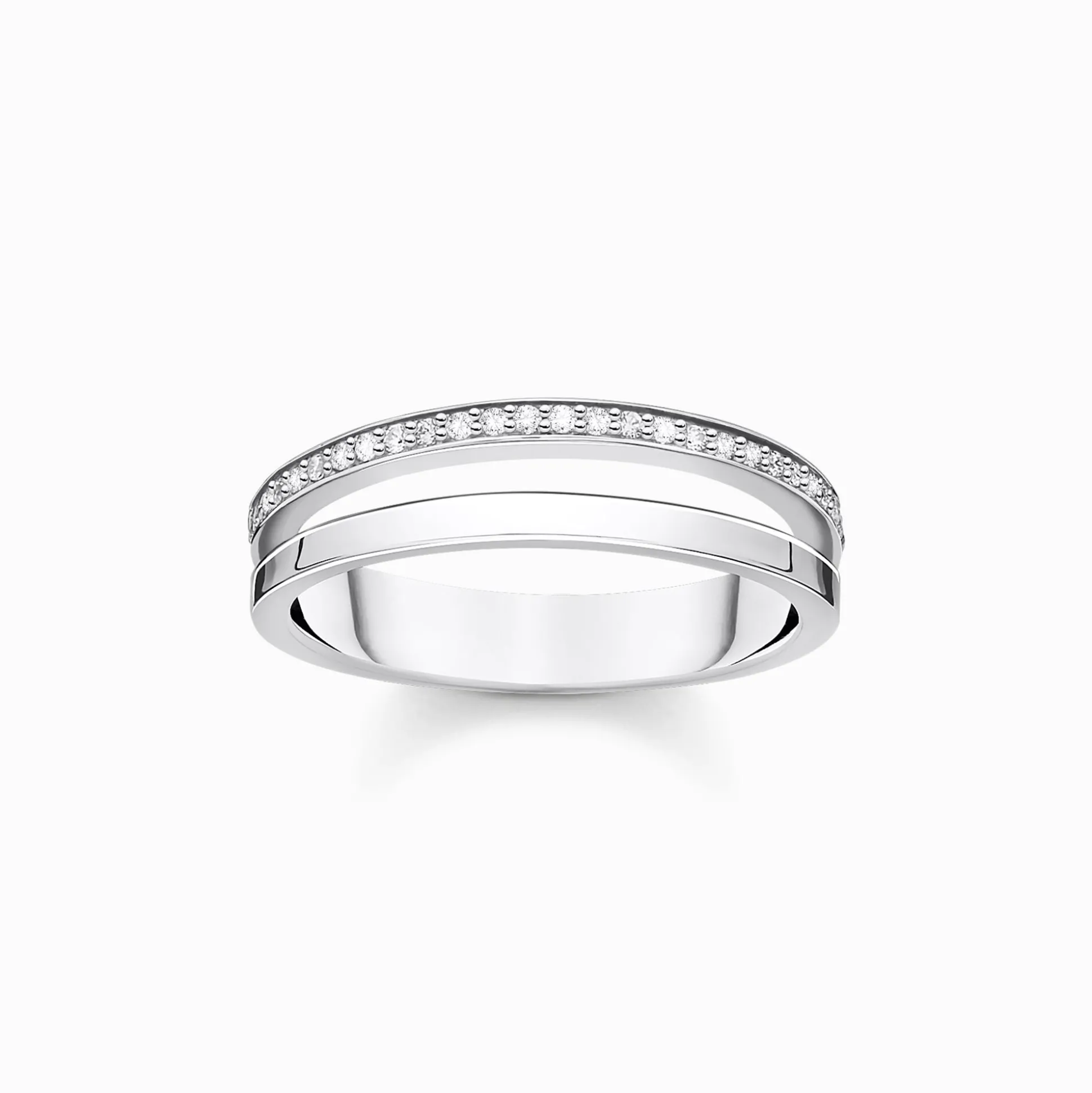 Online Ring doppelreihig weiße Steine silber Damen Ringe