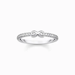 New Ring Infinity mit weißen Steinen silber Damen Ringe|925 Silber