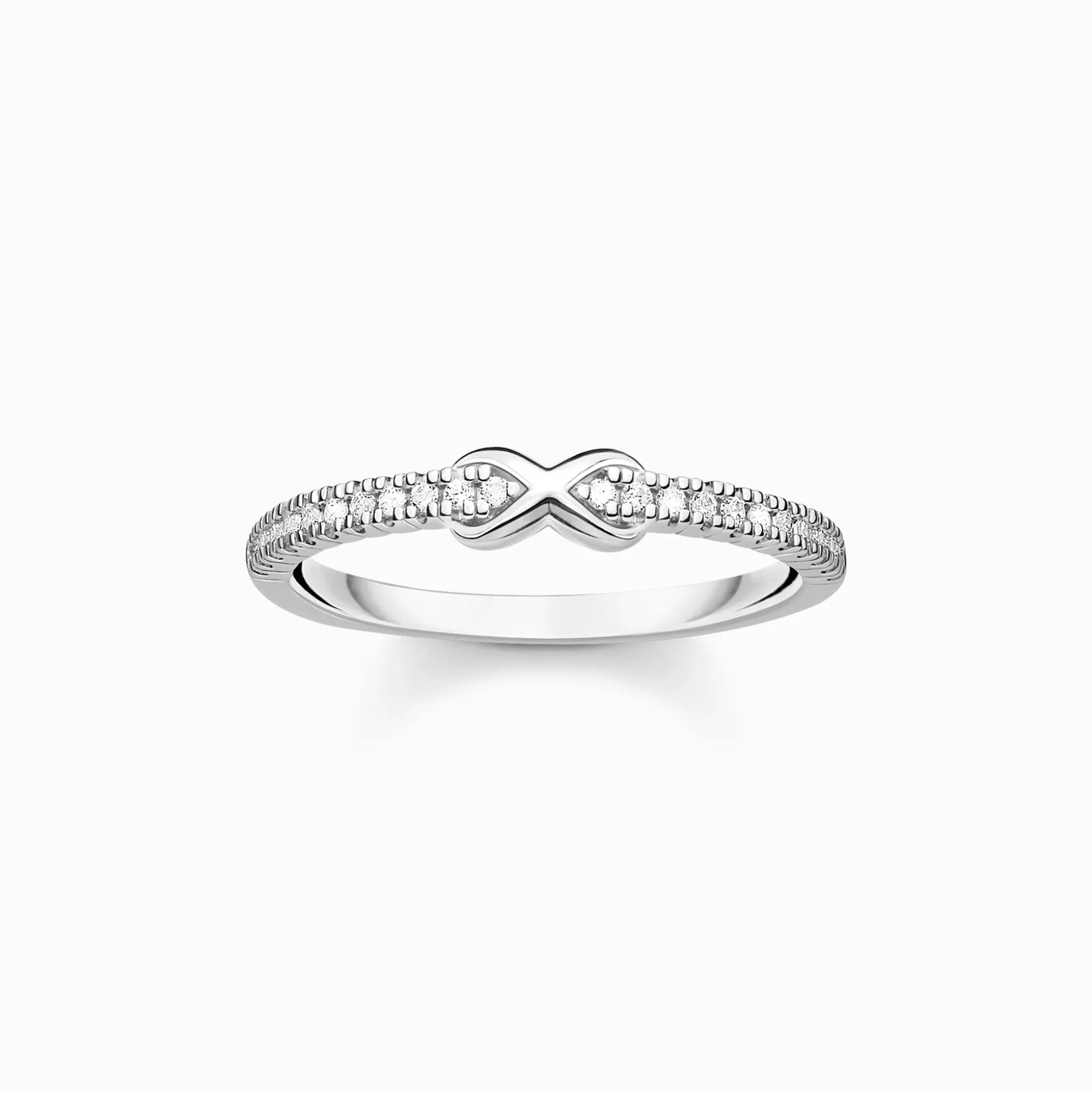 New Ring Infinity mit weißen Steinen silber Damen Ringe|925 Silber