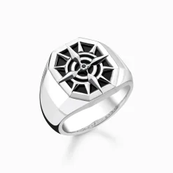 Hot Ring Kompass schwarz Damen Ringe|Ringe