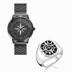 Hot Ring Kompass schwarz Damen Ringe|Ringe