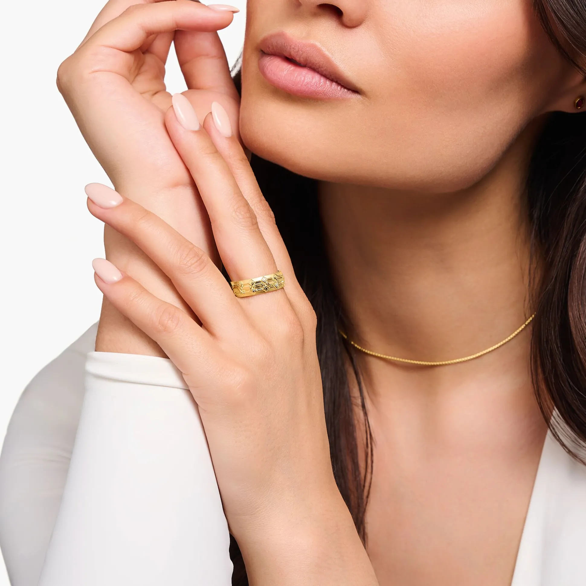Hot Ring Krokodilpanzer breit vergoldet Damen Ringe|18K Vergoldung - 925 Silber