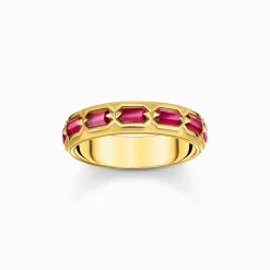 Best Ring Krokodilpanzer mit roten Steinen vergoldet Damen Ringe|18K Vergoldung - 925 Silber