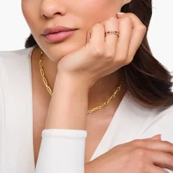 Best Ring Krokodilpanzer mit roten Steinen vergoldet Damen Ringe|18K Vergoldung - 925 Silber