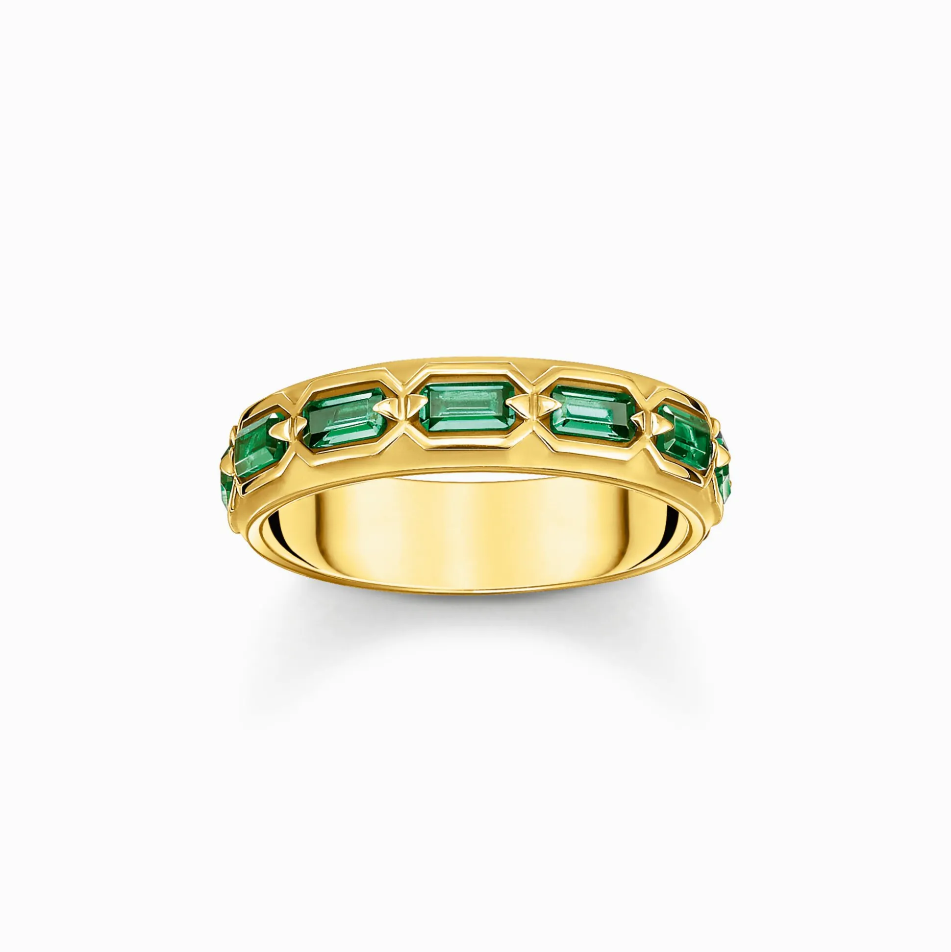 Online Ring Krokodilpanzer mit smaragdgrünen Steinen vergoldet Damen Ringe|18K Vergoldung - 925 Silber
