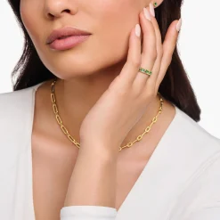 Online Ring Krokodilpanzer mit smaragdgrünen Steinen vergoldet Damen Ringe|18K Vergoldung - 925 Silber