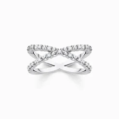 Fashion Ring Kugeln mit weißen Steinen silber Damen Ringe