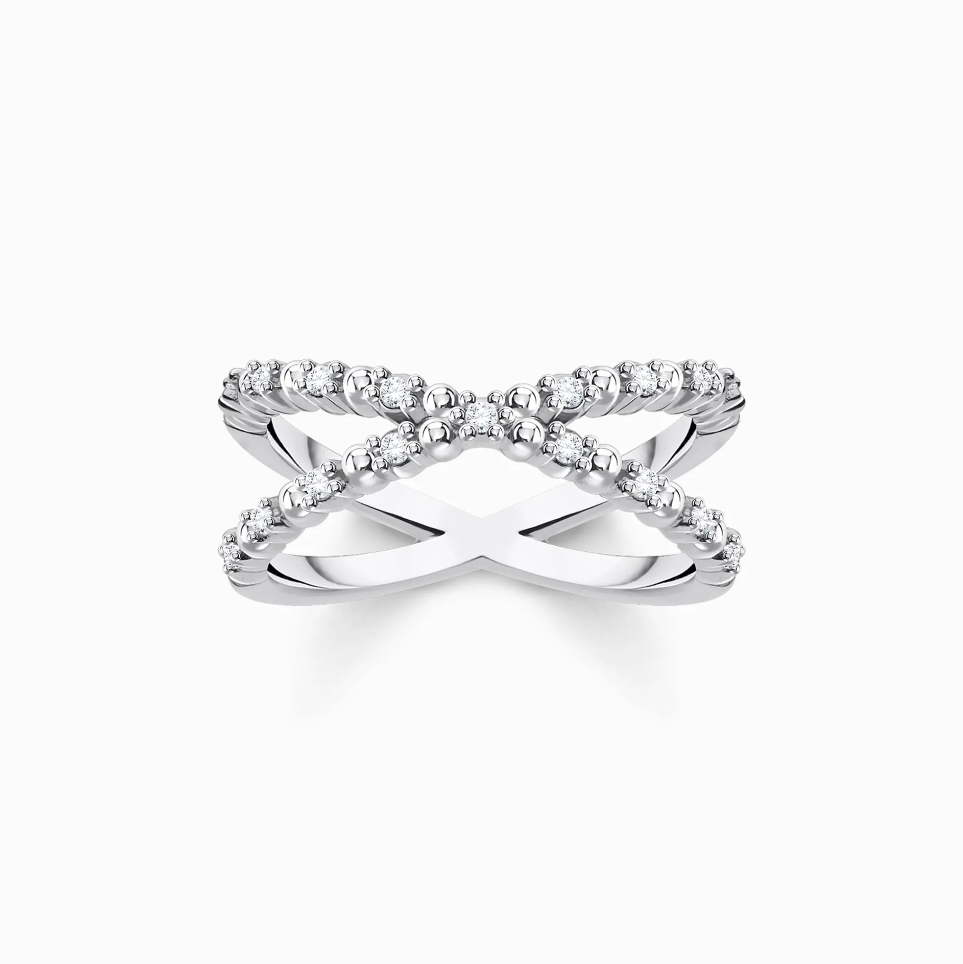Fashion Ring Kugeln mit weißen Steinen silber Damen Ringe