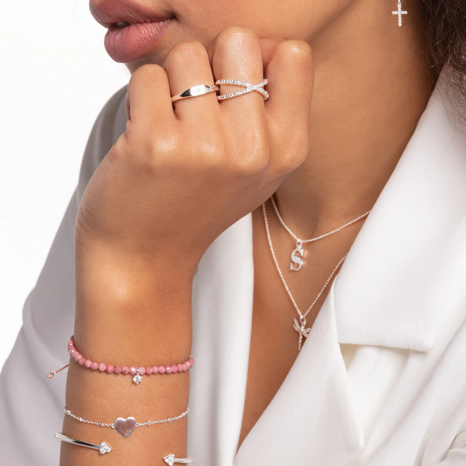 Fashion Ring Kugeln mit weißen Steinen silber Damen Ringe