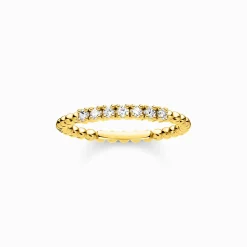 Outlet Ring Kugeln mit weißen Steinen gold Damen Ringe|18K Vergoldung - 925 Silber
