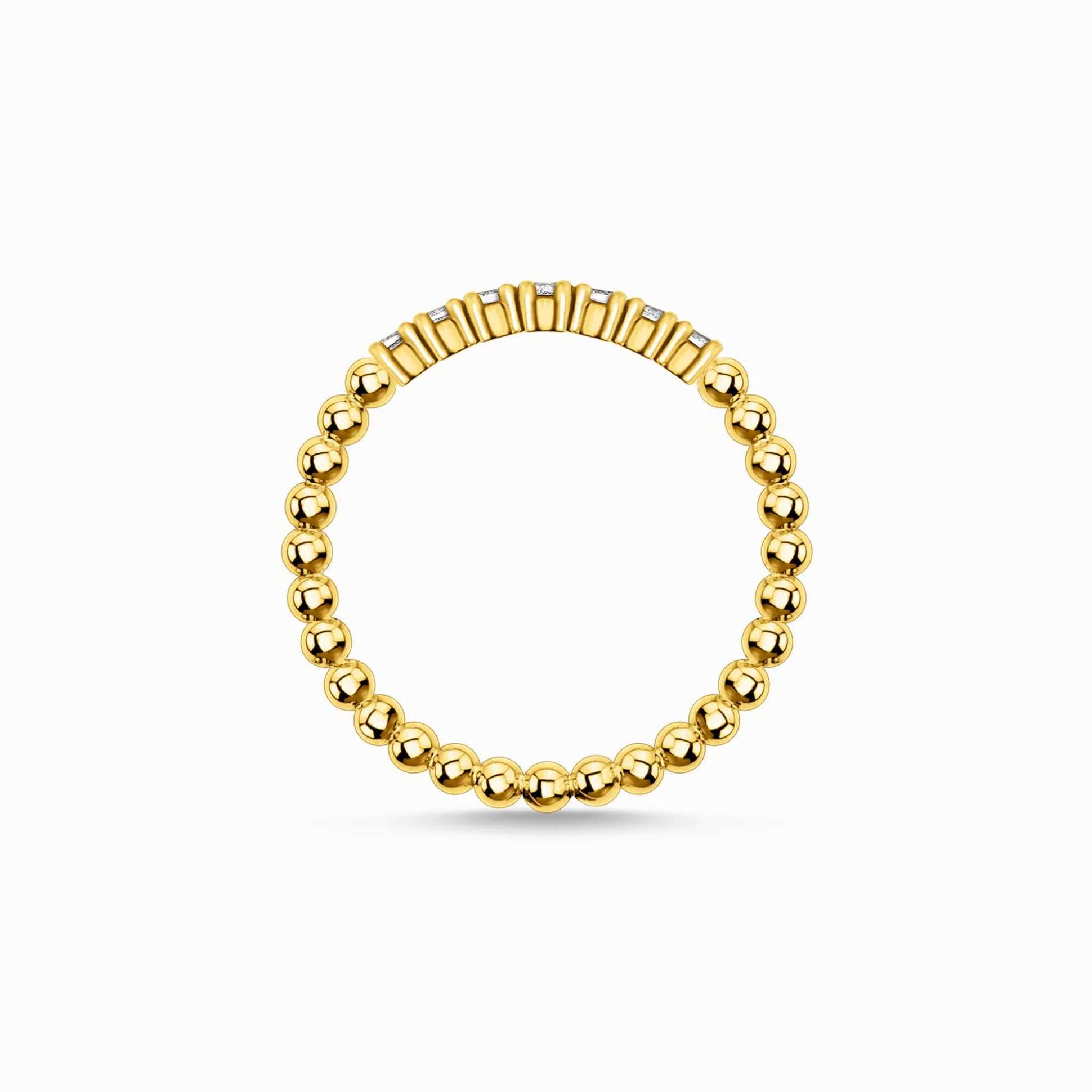 Outlet Ring Kugeln mit weißen Steinen gold Damen Ringe|18K Vergoldung - 925 Silber