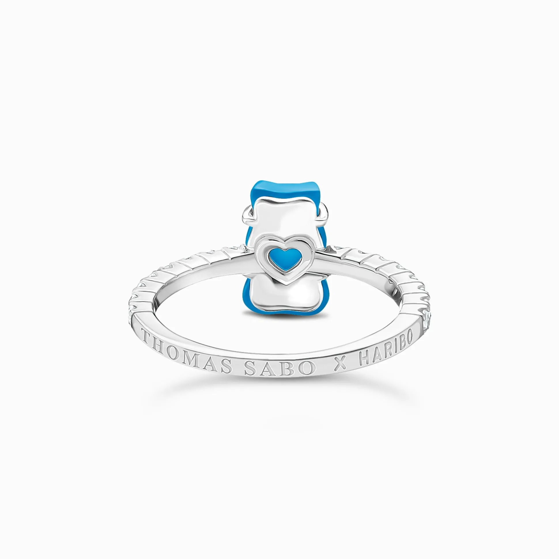 New Ring mit blauem Mini-Goldbären und Steinen Silber Damen Ringe|925 Silber