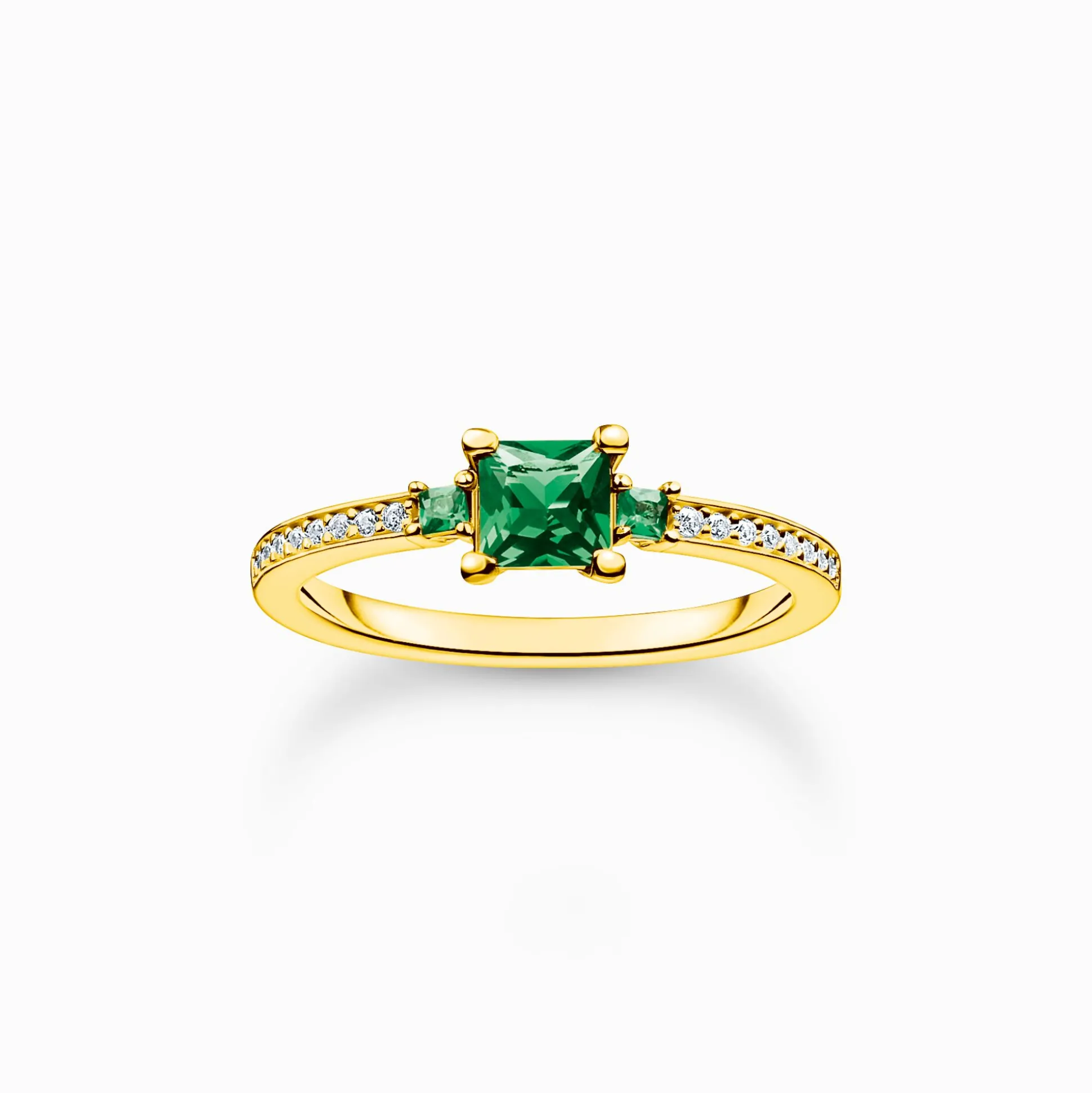 Best Sale Ring mit grünen und weißen Steinen gold Damen Ringe|18K Vergoldung - 925 Silber
