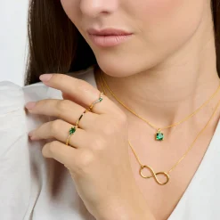 Best Sale Ring mit grünen und weißen Steinen gold Damen Ringe|18K Vergoldung - 925 Silber