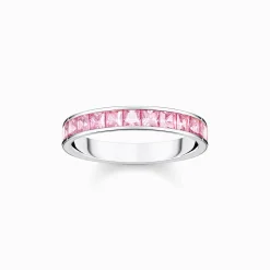 Online Ring mit pinken Steinen Pavé Silber Damen Ringe|925 Silber