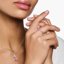 Online Ring mit pinken Steinen Pavé Silber Damen Ringe|925 Silber