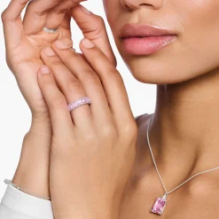 Hot Ring mit pinken Steinen Pavé Silber Damen Ringe