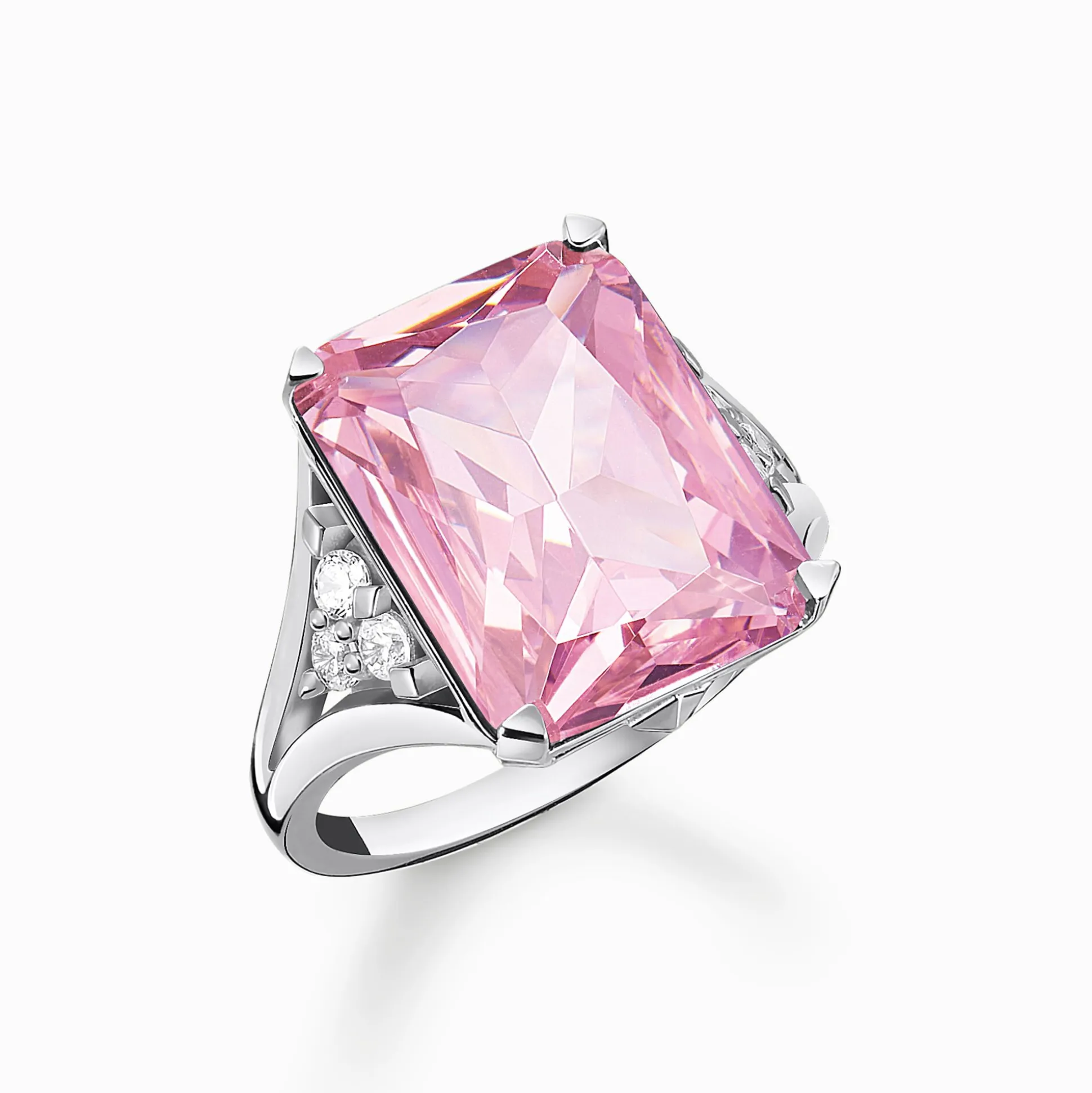 Best Ring mit pinken und weißen Steinen Silber Damen Ringe