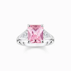 Fashion Ring mit pinken und weißen Steinen Silber Damen Ringe|925 Silber