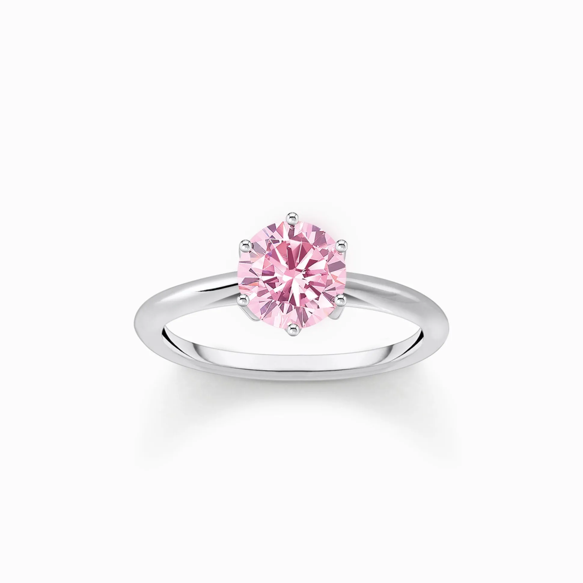 Hot Ring mit pinkfarbenem Stein im Brillantschliff Silber Damen Ringe|925 Silber