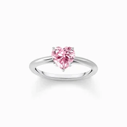 Best Sale Ring mit pinkfarbenem Stein in Herzform Silber Damen Ringe