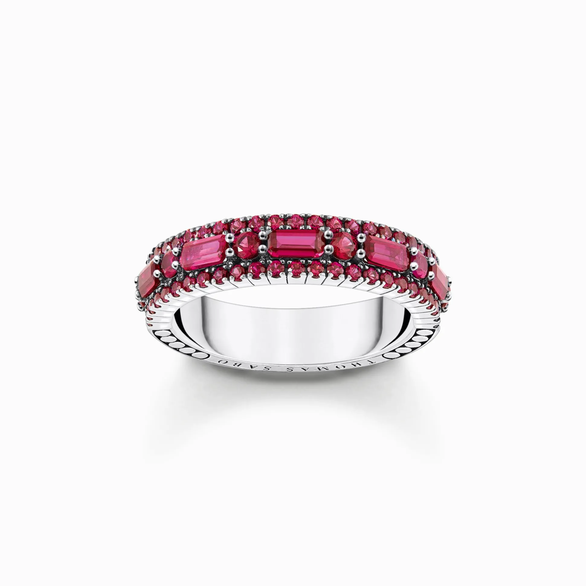 Best Sale Ring mit rubinroten Steinen Silber geschwärzt Damen Ringe|Ringe